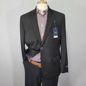 IZOD Men's Sport Coat Blazer ISAAC Two Button Black Poly Blend NEW‎ 42S
